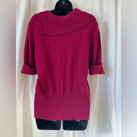 cb Maroon Button Half Turtleneck Sweater Womens Sz L Fitted Lightweight Sweater - Picture 5 of 6